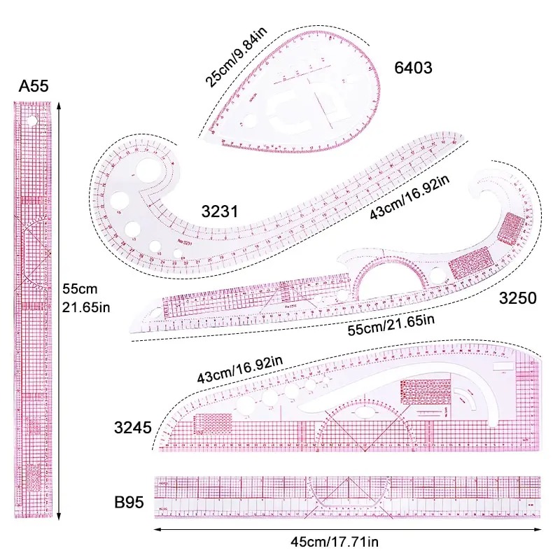 6 STKS Franse Curve Liniaal Za - Sewing Gauge Ruler recensie en prijs